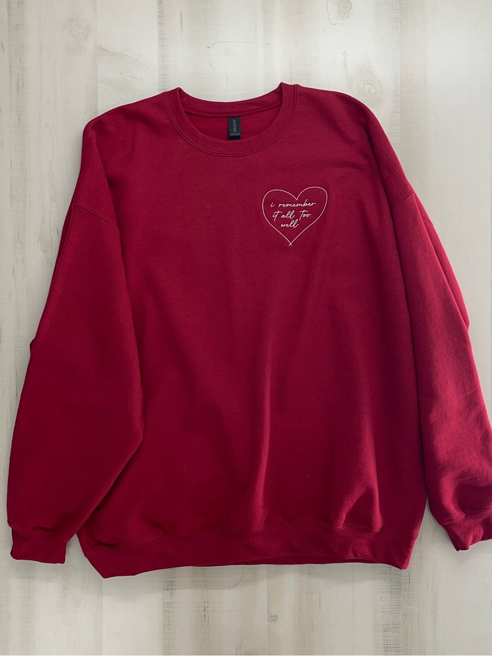 nwot GIRL TRIBE x Taylor Swift all too well embroidered red fleece sweatshirt